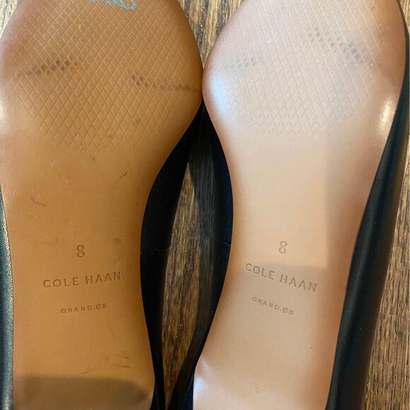 Cole Haan Black Leather Kitten Heel Pumps 8 Pointed Toe Interview Outfit Women - Picture 5 of 5